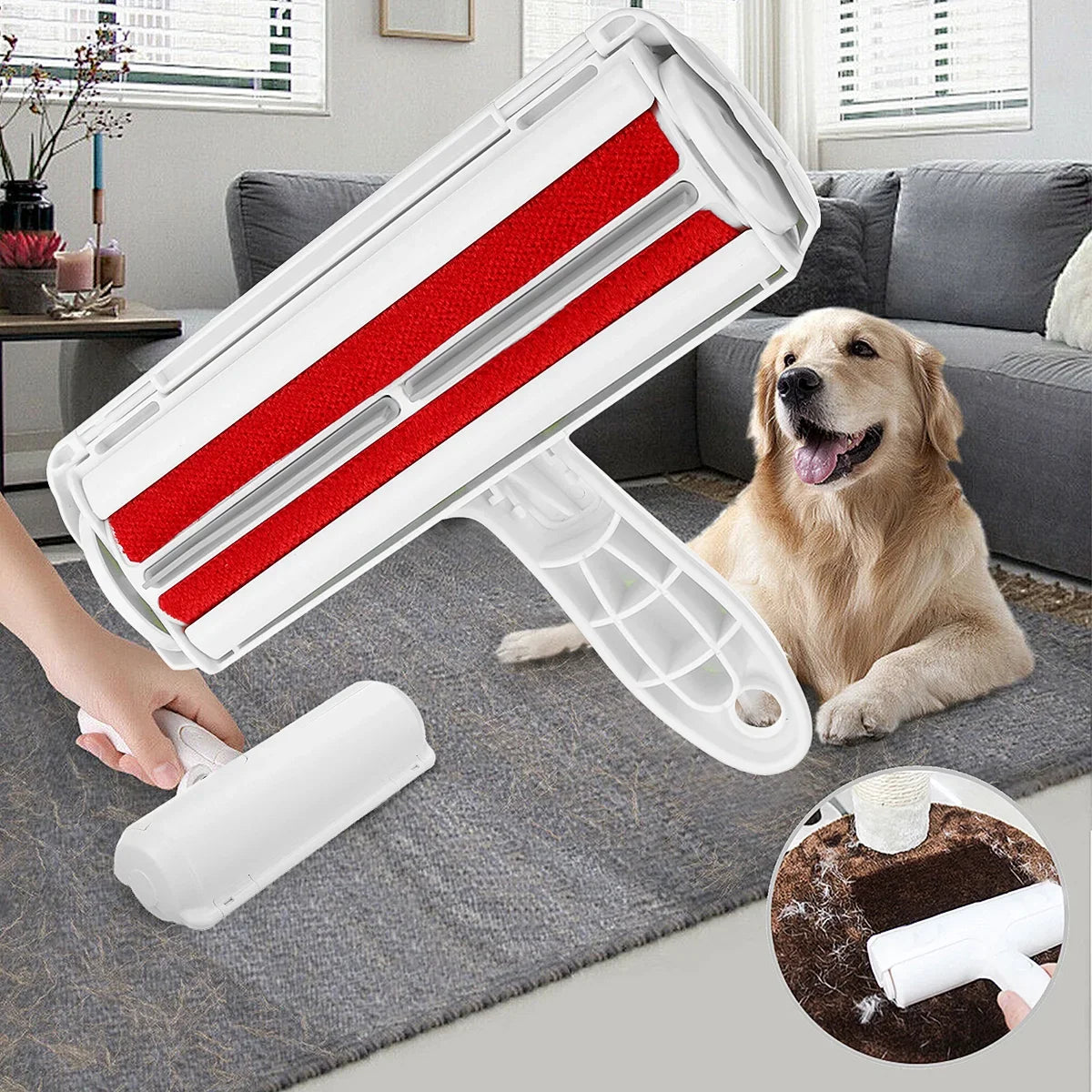 HairBuster Roller™ - Wiederverwendbarer Haustierhaarfänger für Stoffe (Sofa, Teppich, Auto)